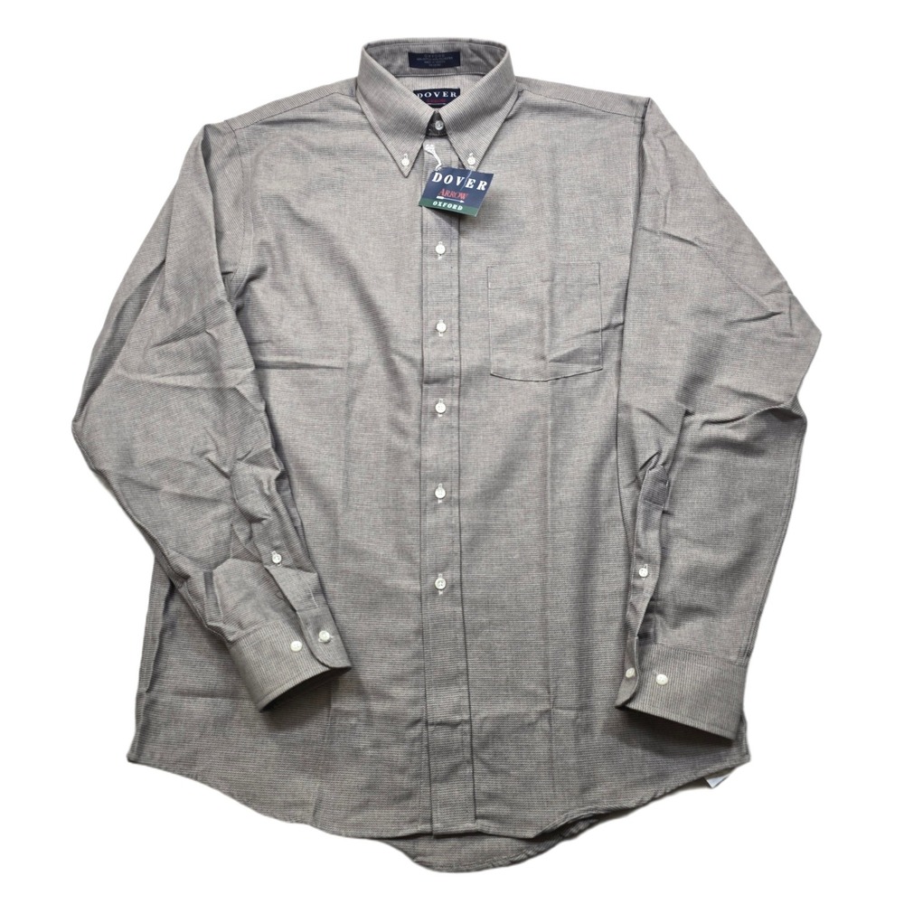 DOVER ARROW Oxford Shirt‎ Mens Medium 15 1/2 34/35 Tan Heathered Long Sleeve NEW